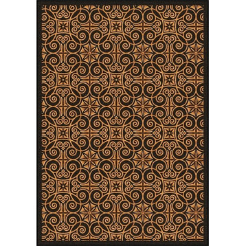 Any Day Matinee, Theater Area Rug, Antique Scroll, 10'9"X13'2", Brown