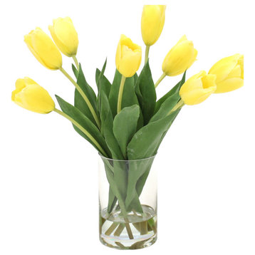 Waterlook® Yellow Dutch Tulips in Clear Glass Cylinder