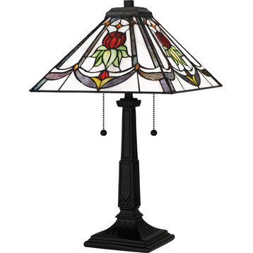 Quoizel TF16137MBK 2-Light Table Lamp, Tiffany