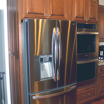 Cherry Raised Panel Kitchen Cabinets & Island