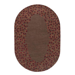 Athena Chocolate/Red Oval Area Rug - Area Rugs