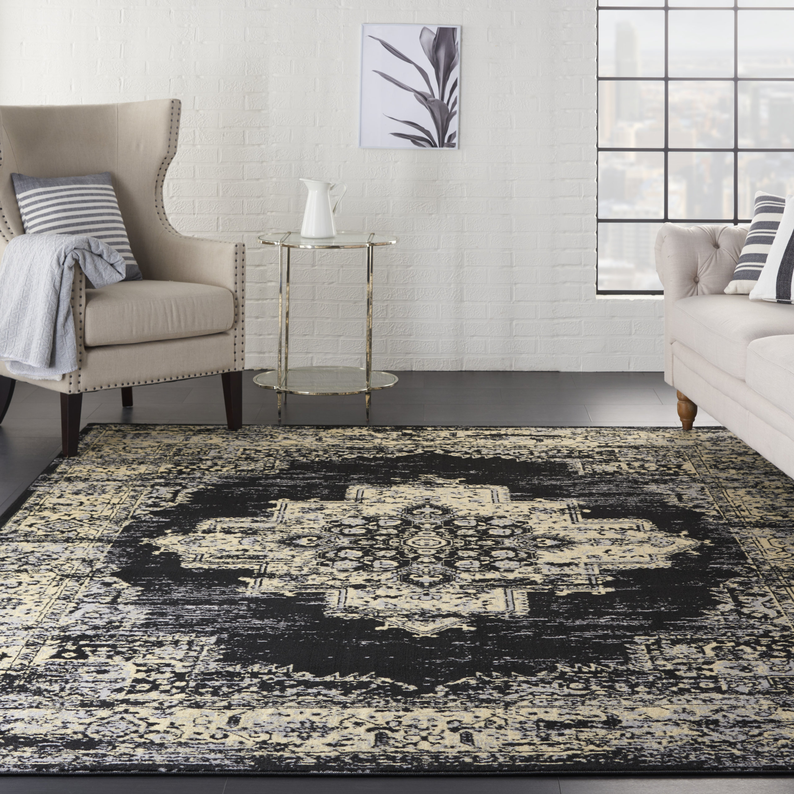 Nourison Grafix GRF14 Area Rug, Black, 7' x 10' - Contemporary - Area ...