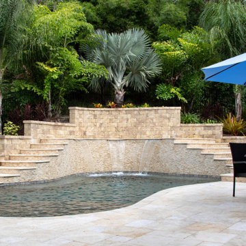 Free Form Pool with Double Staircase