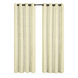 Royal Tradition - Fiorela 2PC Jacquard Grommet Curtains, Beige, 54"x108", Single - Curtains