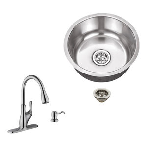 Stainless Steel 18 Gauge Single Bowl Round Bar Sink With Arc Kitchen Faucet Modern Bar Sinks By Magnus