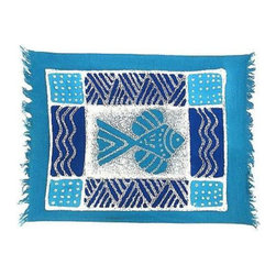 Tonga Textiles - Handpainted Blue Fish Batiked Placemat - Tonga Textiles - Placemats