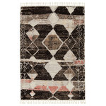 Jaipur Living - Vibe by Jaipur Living Artvin Medallion Black and Clay Area Rug, 6'7"x9'6" - The Bahia collection lends a global vibe to any space with a modern twist on classic Moroccan motifs. The Izmir rug features tribal details in an updated colorway of black, clay, and gray. Soft to the touch, this medium plush rug emulates the inviting and worldly style of authentic flokati rugs, but in a durable polypropylene power-loomed quality. Braided fringe accents further the boho-chic appeal of this unique rug.