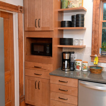 This custom nook serves its purpose and highlights the subtle and attractive bac
