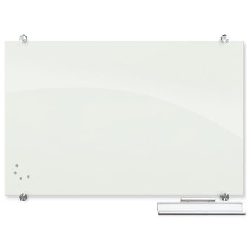 Visionary Magnetic Glass Board, Frameless, White Glossy, 36"x24"x1/8"