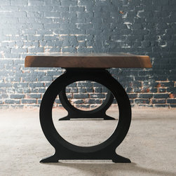 Live edge slab table with cast iron base - Dining Tables
