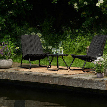 Rio Outdoor Patio Garden Table and Chair Set by Keter, Graphite