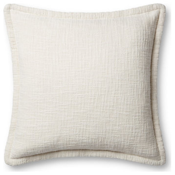 Loloi PLL0109 Ivory 22'' x 22'' Cover, Down Pillow