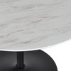 Flower Dining Table with White Faux Marble Top and Black Base