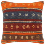 Bareens Designer Rugs - Vintage Antique Turkish Cherry Hand Woven Kilim Pillow - Embellish your home with this timeless casual chic handmade Southwestern Kilim throw pillow covers made with wool and cotton. Constructed on a loom by Nomad Turkman people with hand spun wool and Natural Vegetable dyes these beautiful Kilim pillow covers are known for their beautiful repetitive geometrical, naturalistic floral and traditional patterns yet still giving it a moden look. Masterfully artisan-crafted on traditional Kilim looms with a contemporary fashion palette producing bold intricate sharp patterns making them a standout piece in any decor.