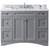 Elise 48" Single Bath Vanity in Gray with Marble Top and Square Sink