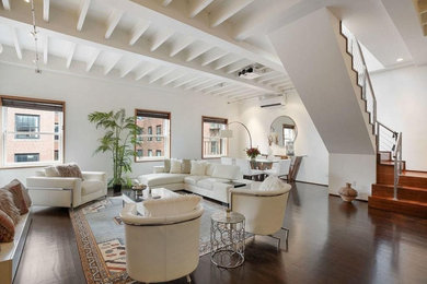Transitional living room photo in Boston