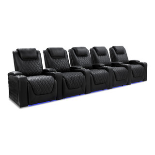 Valencia Oslo Luxury Edition Leather Home Theater Seating Row of 5 Onyx ...
