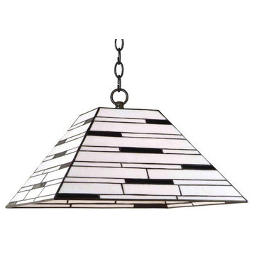 Bronze With Black And White Glass Tiffany-style Pendant