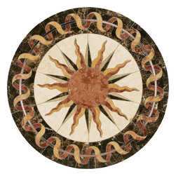 Oshkosh Designs - Helios Stone & Metal Deco, 21.5" Unmounted, 3/8" Thick - Floor Medallions And Inlays