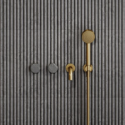 Porto Wall Mounted Bath Filler (Brushed Gold & Pietra Grey Marble) - Bath & Shower Parts