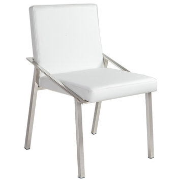 Kate Chair, White, Polished Stainless Steel