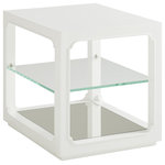 Lexington - Glenwood End Table - The Glenwood end table offer a clean transitional look, with a stationary glass shelf, mirrored bottom shelf and plinth base.