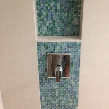 Shower valve and shampoo niche