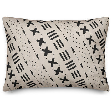 Beige Tribal Pattern 14x20 Outdoor Throw Pillow