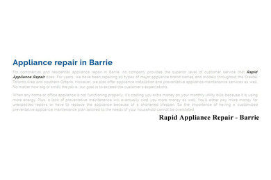 Appliance Repair Barrie - Rapid Appliance Repair (800) 828-0856