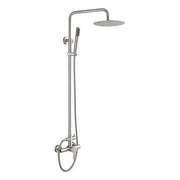Liria Wall Mount Stainless Steel Dual Function Outdoor Shower, Brushed Stainless