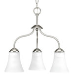 Progress Lighting - Classic Collection 3-Light Chandelier, Brushed Nickel - Traditional details and graceful lines provide modern elegance to any interior. The Classic three-light chandelier features etched glass shades with a Brushed Nickel finish. Uses Three 100 W Medium Base bulbs (not included).