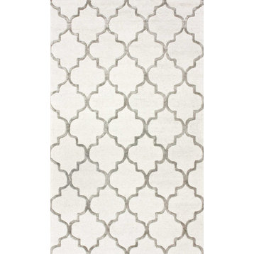 Nuloom Hand Tufted Park Avenue Trellis Area Rug, Ivory 7'6"x9'6"