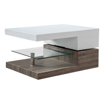 GDF Studio Emerson Rectangular Mod Swivel Coffee Table With Glass