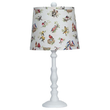 Townsend White 21" Height Table Lamp With Beautiful Birds Shade
