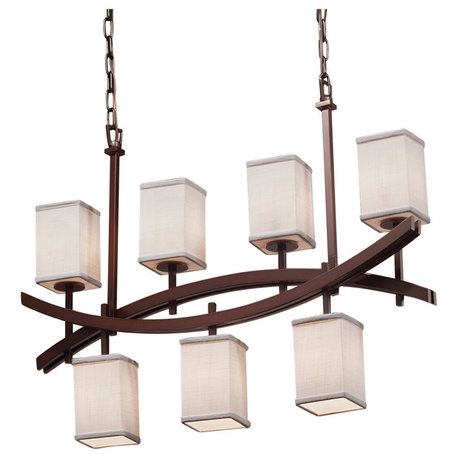 Textile Archway 4-Up and 3-Downlight Crossbar Chandelier, Square With Flat Rim