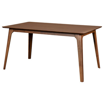 Benzara BM219451 Wooden Table, Angled Block Legs & Natural Grain Texture, Brown