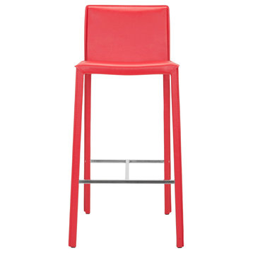 Delores 30" Bar Stool, Red, Set of 2