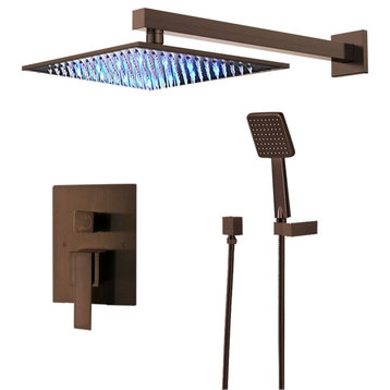 Oil Rubbed Bronze Shower System With Shower Head and Hand Shower, 12"