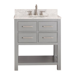 Avanity Corporation - Avanity Brooks 31" Vanity With Carrera White Marble Top, Chilled Gray Finish - Bathroom Vanities And Sink Consoles
