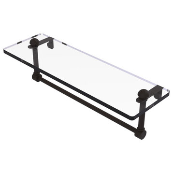 16" Glass Vanity Shelf with Integrated Towel Bar, Oil Rubbed Bronze
