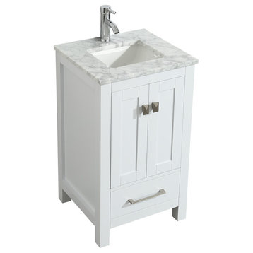 Eviva London 30" Transitional White  vanity with white Carrara marble countertop