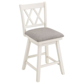 Home 2 Office Brookline 24" Swivel Solid Wood Counter Stool in Cream/White/Grey