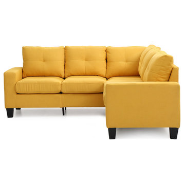 Newbury 82" W 2 Piece Polyester Twill L Shape Sectional Sofa, Yellow
