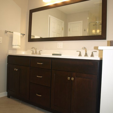 Double Dark Wood Vanity