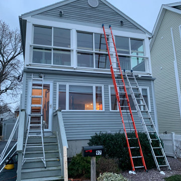 Second Floor Porch Enclosure Marvin Sliders/Gliders SS Cable Rail
