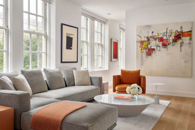 Example of a trendy living room design in Philadelphia