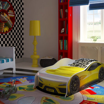 дизайн детской комнаты юных автогонщиков
