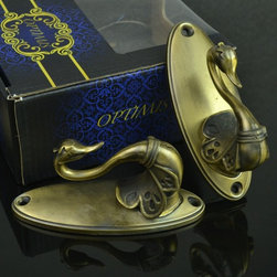 QYN11 Cranes Zinc Alloy Curtain Tieback Holdbacks in Green bronze Color - Window Treatment Accessories