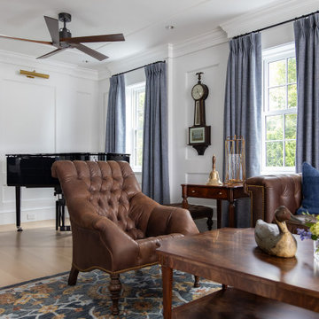 Upscale Maritime in Mystic Living Room and Den