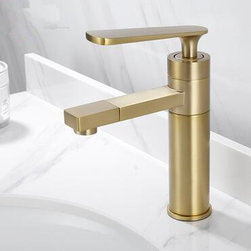 Antique Nickel Brushed Golden Brass 360&deg; Rotatable Spout Bathroom Sink Faucet TG248N - Bathroom Sink Faucets
